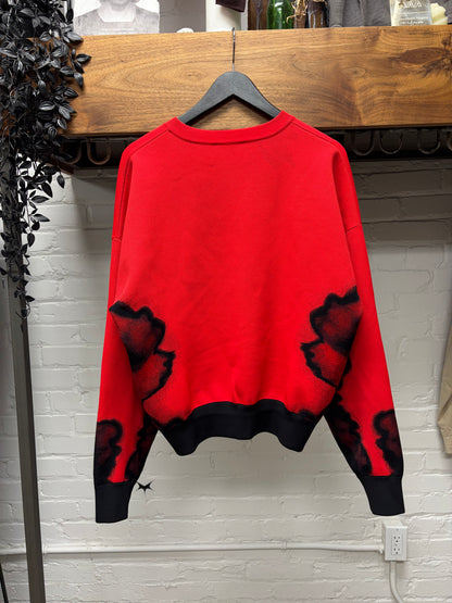 Alexander McQueen ‘Ink Flower’ Black/Red Crewneck Sweater
