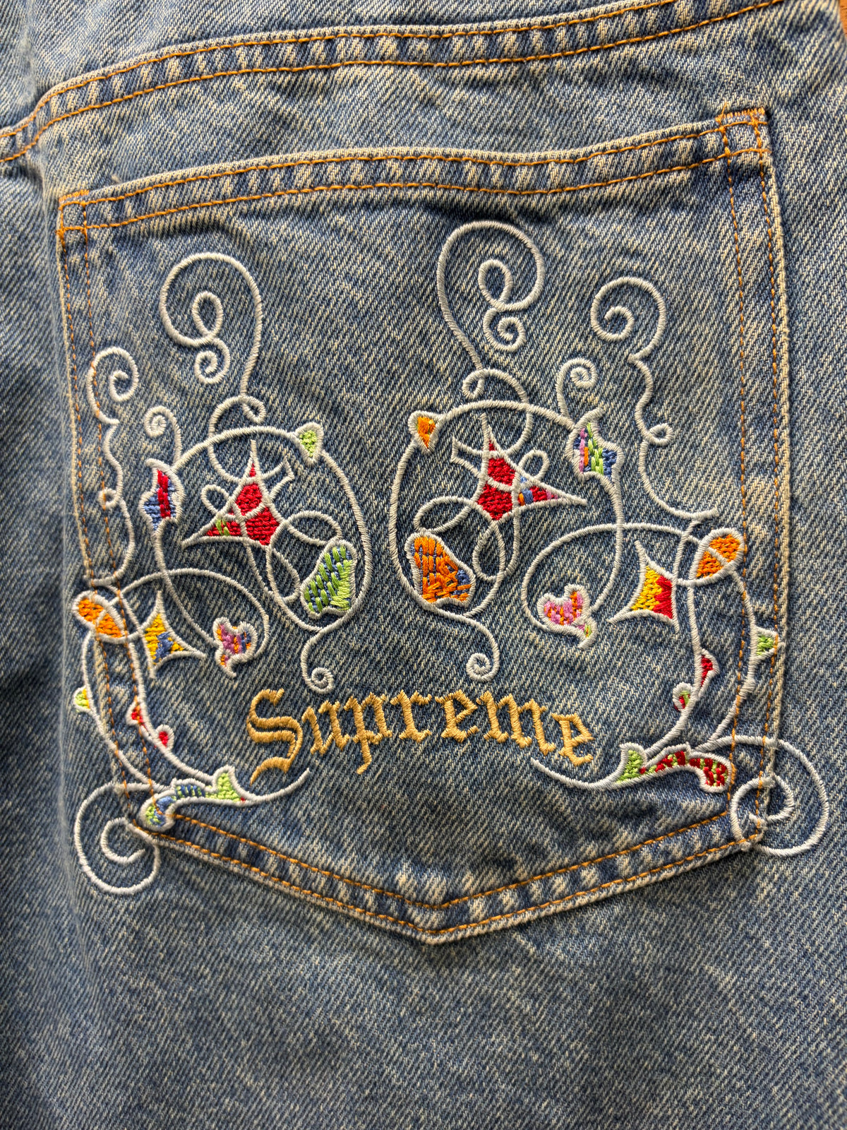 SS2023 Supreme x Coogi Baggy Blue Embroidered Logo Denim