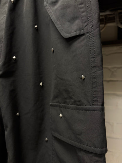 Valentino Studded Black Nylon Track Pants with Zipper Bottom Hem