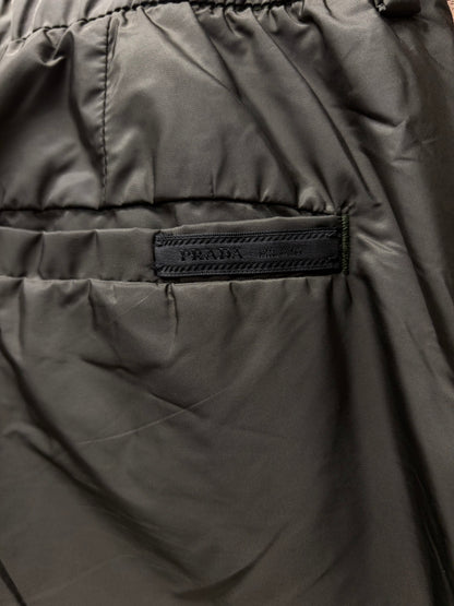 2020 Prada Re-Nylon Dark Green Zipper Side Seam Drawstring Track Pant