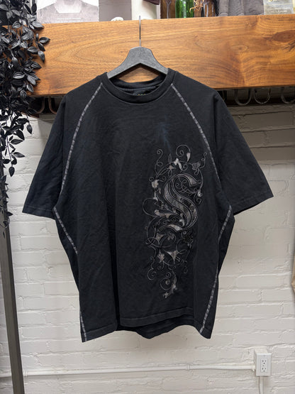 SS2023 Supreme x Coogi Black Raglan Short Sleeve Embroidered Logo T-Shirt