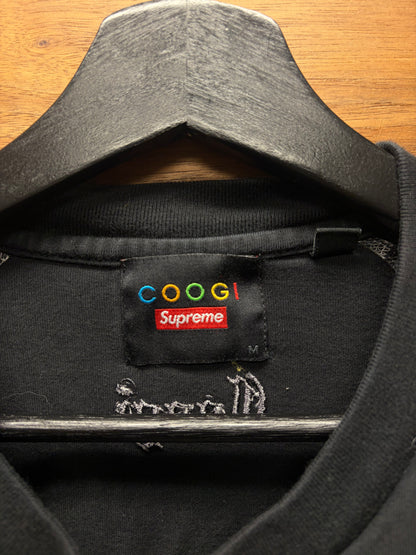 SS2023 Supreme x Coogi Black Raglan Short Sleeve Embroidered Logo T-Shirt
