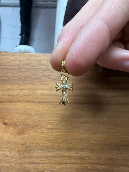 Chrome Hearts Factory Diamond Set ‘Babyfat’ 18K Gold Cross Pendant