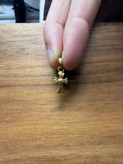 Chrome Hearts Factory Diamond Set ‘Babyfat’ 18K Gold Cross Pendant